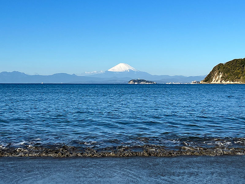 冬の逗子海岸〜富士山とワンちゃんたち〜